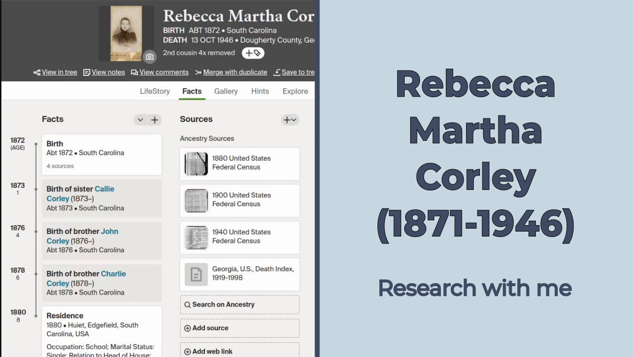 Research With Me: Rebecca Martha Corley (1871-1946)