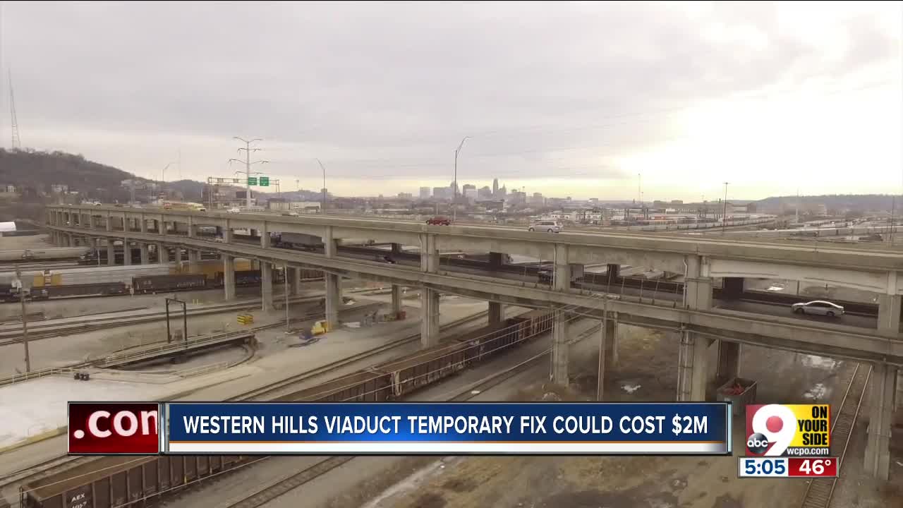 City leaders hope a temporary safety net can keep the Western Hills Viaduct from crumbling