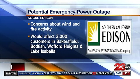 Southern California Edison warns of potential emergency power outages