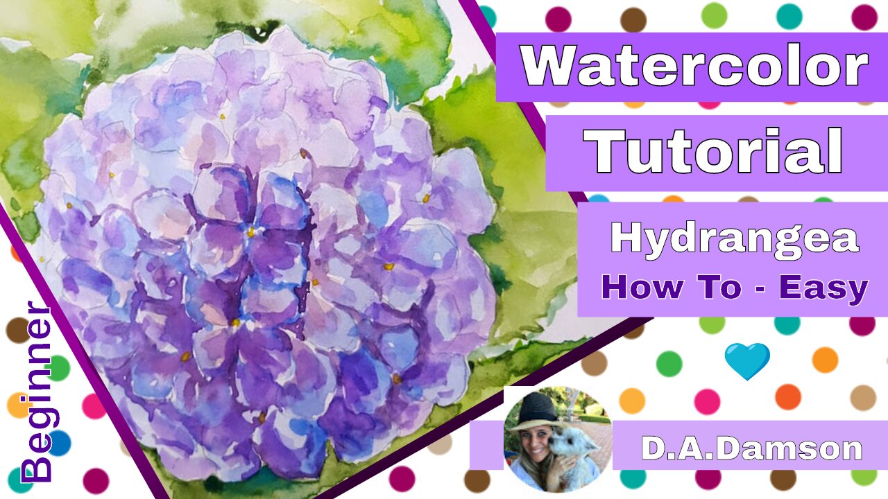Watercolor Painting for Beginners Easy- HOW TO PAINT HYDRANGEA WATERCOLOR TUTORIAL