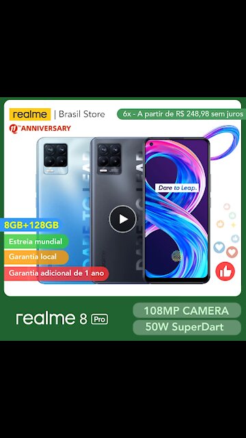Realme 8 Pro Global Version 8GB 128GB 108MP Camera 50W SuperDart Charge AMOLED
