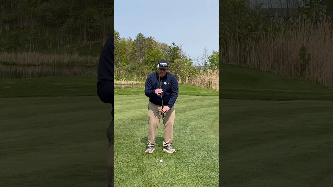 Two main things to think about when chipping . Weight forward and tilt spine left. #shortsfeed #golf