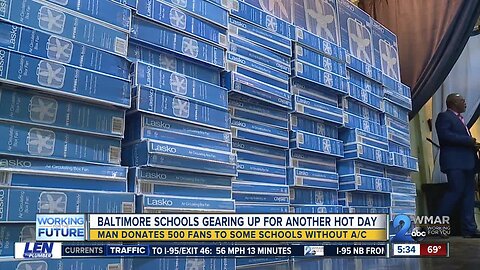 Man buys hundreds of fans to donate to Baltimore schools