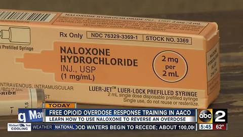 Free opioid overdose response training in Anne Arundel Co.