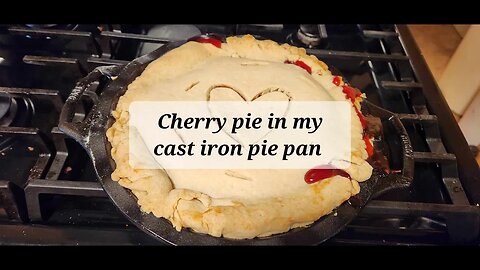 Cherry pie in my new cast iron pan thank you @karenhuntly52 Celtic kiss love to you girl