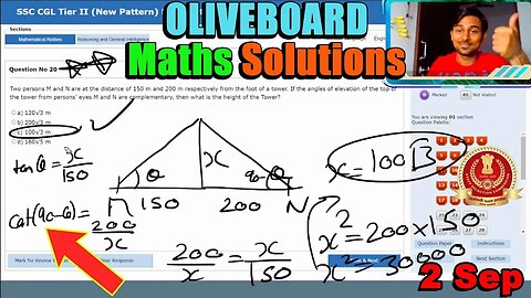 🔥 Maths Solutions SSC CGL Tier II Oliveboard 2 Sep | MEWS Maths #ssc #oliveboard #cgl2023