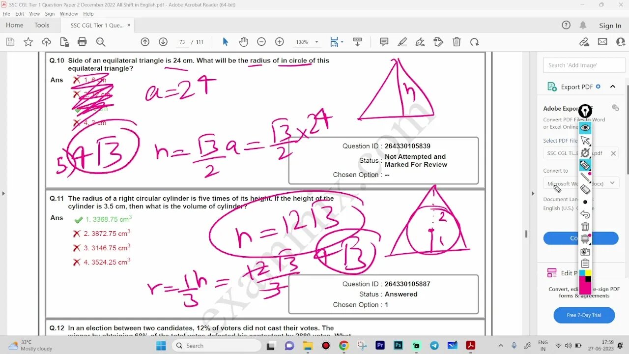 SSC CGL Tier 1 2022 (2nd December Shift 3) Mathematics Solutions MEWS #ssc