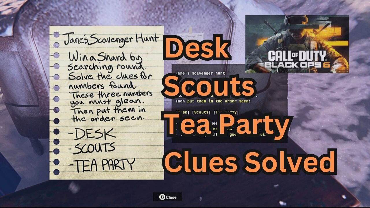 Jane's Scavenger Hunt. Desk Scouts Tea Party Clues Solved. Call of Duty Black Ops 6 Gameplay