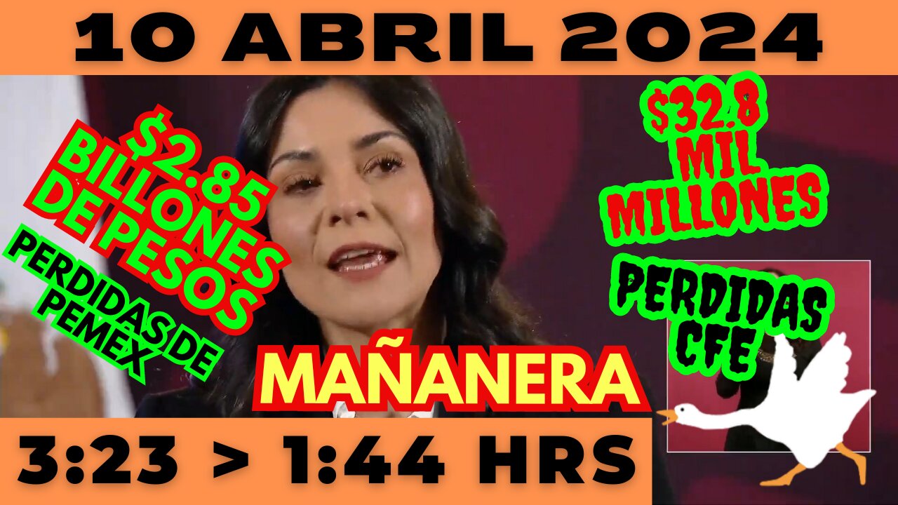 💩🐣👶 AMLITO | Mañanera *Miércoles 10 de abril 2024* | El gansito veloz 3:23 a 1:44.