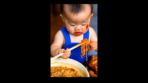 Cute Baby Eating Noodles♥️