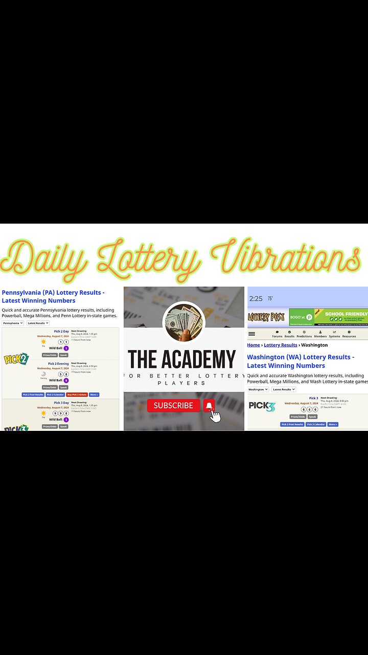 Wednesday Daily Lottery Vibrations 8/28/24 Lottery Suggestions