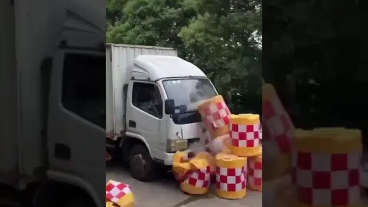 A truck smashing through a police force COVID barricade in China.