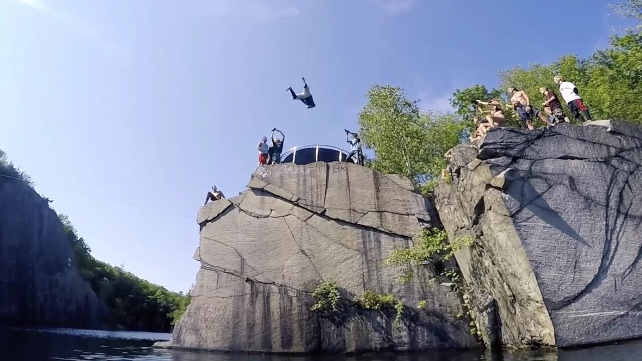 TRAMPOLINE CLIFF JUMPING INSANITY!