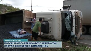 Anel Rodoviário: Motorista fica ferido após Carreta com Carvão Siderúrgico tombar em GV.