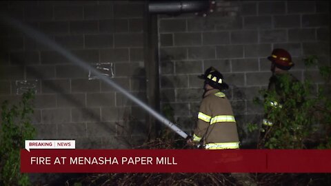 Crews battle fire at old Menasha paper mill