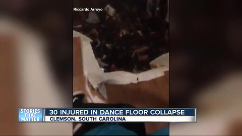 Dozens hurt after floor collapses at party