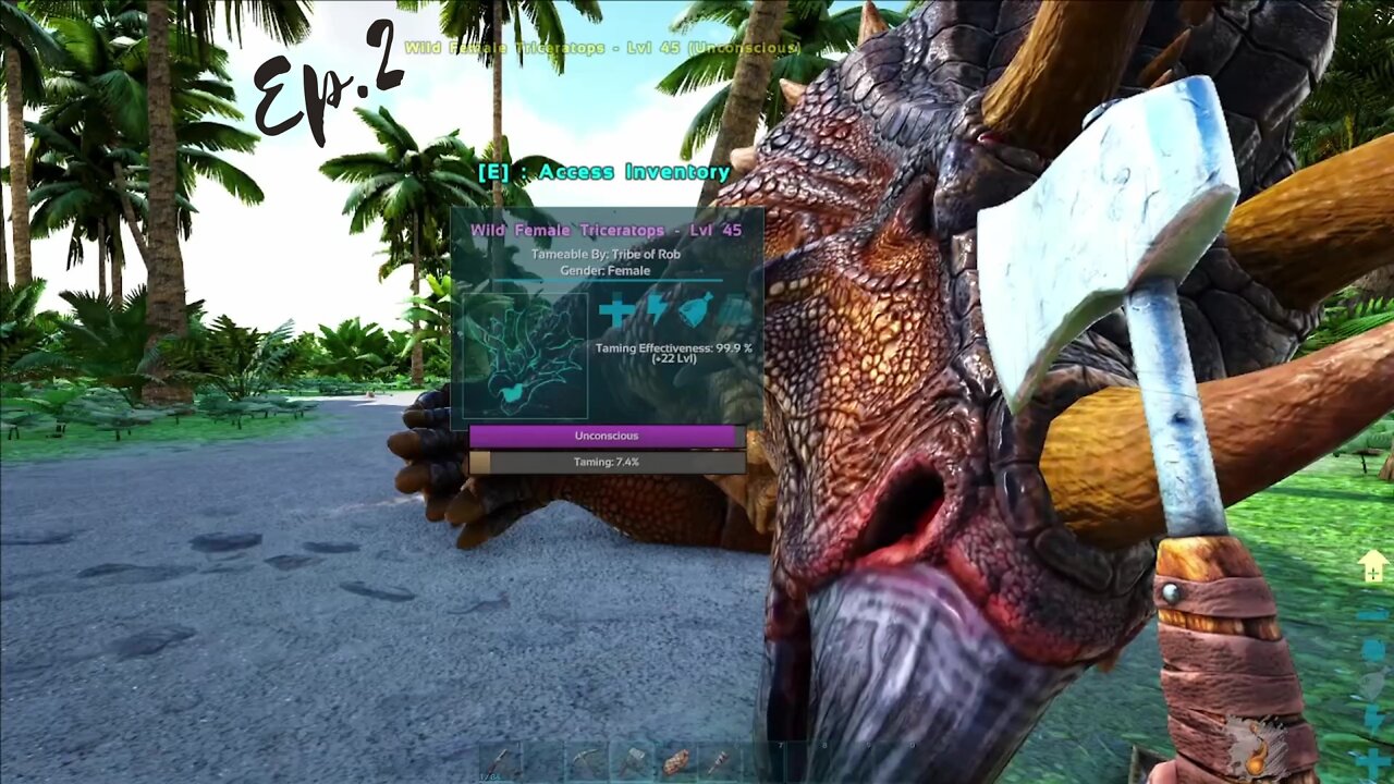 Tranquilizing A Trike. Ark Crystal Isles Ep, 2