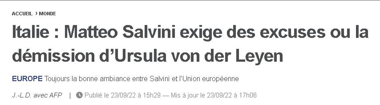 Ma réaction aux propos scandaleux d'Ursula von der Leyen sur l'Italie