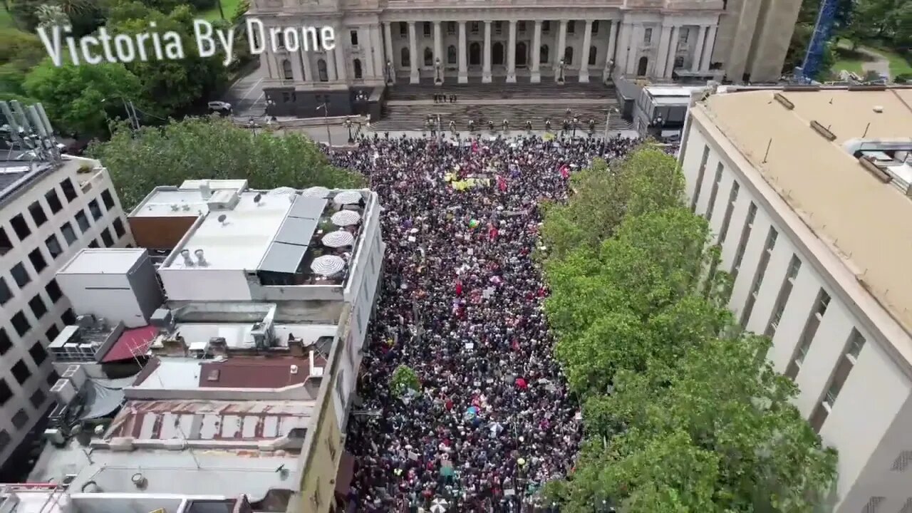 AUSTRALIA - Drone Footage of MASSIVE Protest In Melbourne