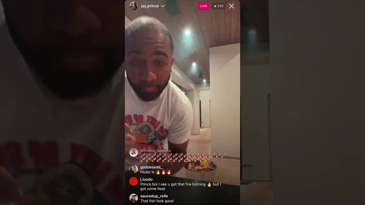 Jas Prince Instagram Live. Jas Grilling His Food And Cheffing It Up 16.01.23.