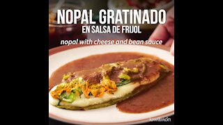 Nopal Gratin in Bean Sauce