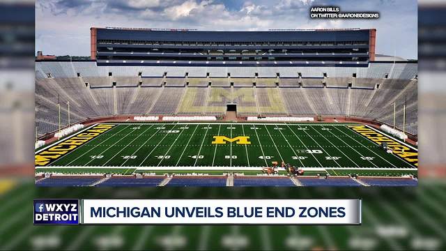 Michigan unveils first look at blue end zones for 2018 football season
