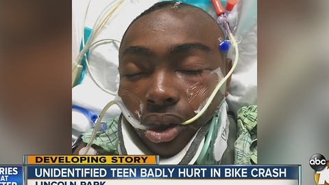 Unidentified teen badly hurt in bike crash