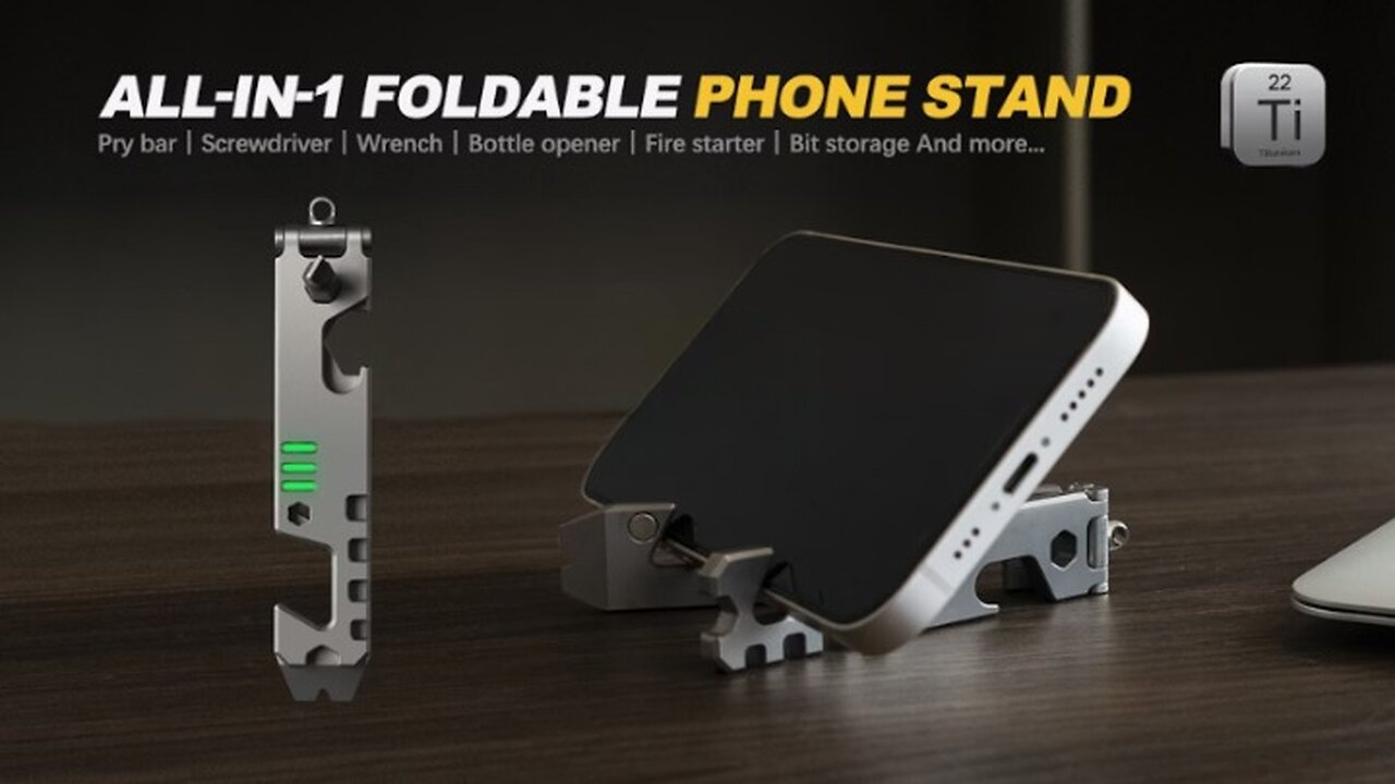 AceStand｜All-in-1 Titanium Foldable EDC Phone Stand