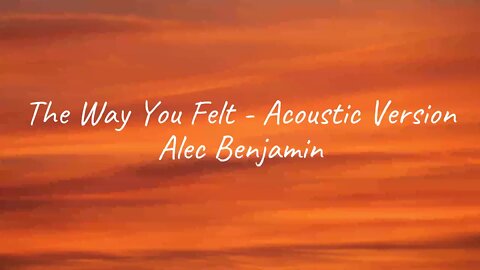 Alec Benjamin - The Way You Felt - Acoustic Version (Lyrics)