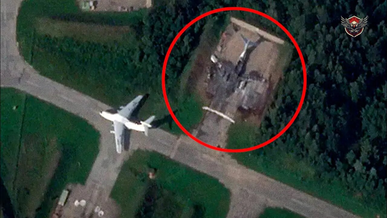Showing Ukraine Drone Forces Destroying Two of Russia's Il-76 Transport Airplanes