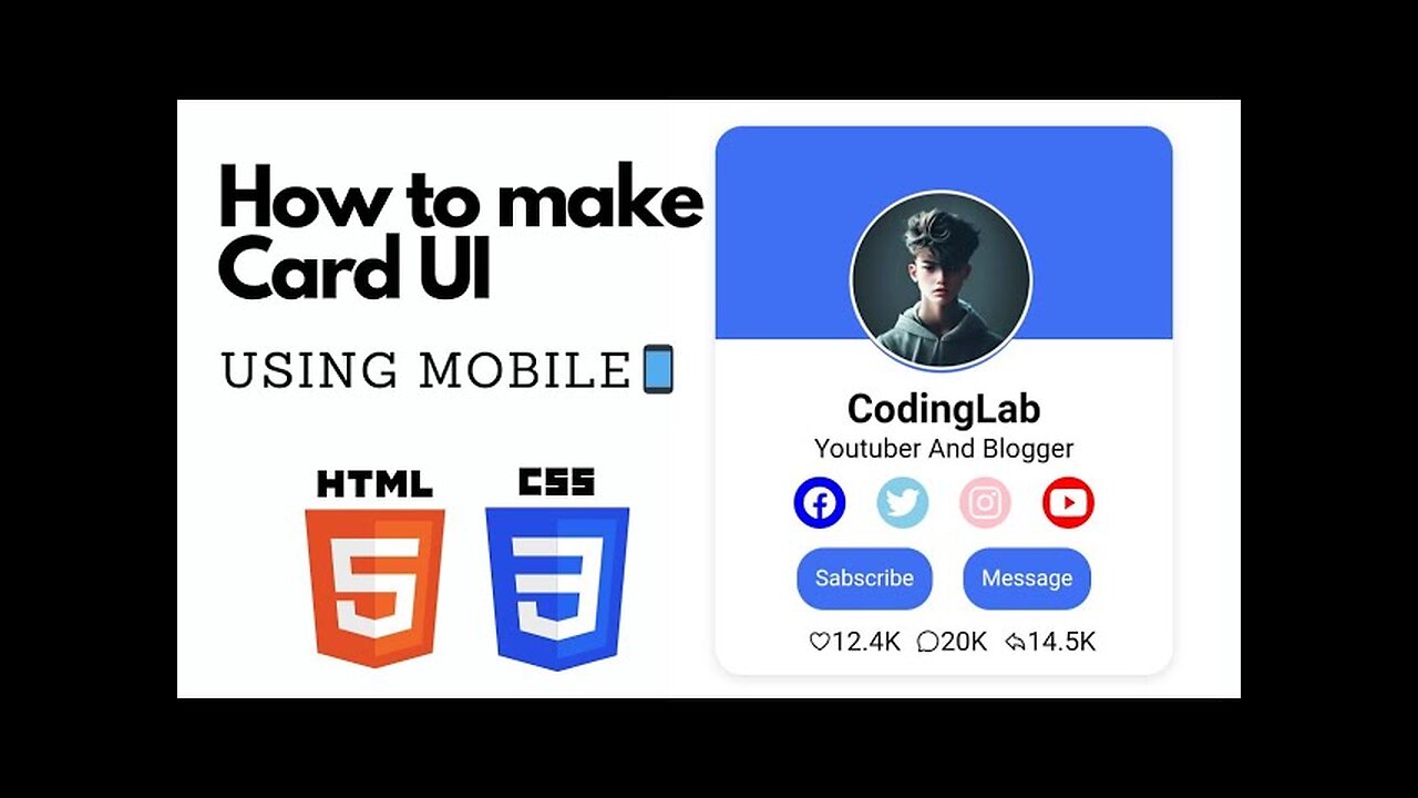 How to make profile card UI using HTML and CSS [using mobile] #coding #programming #html css