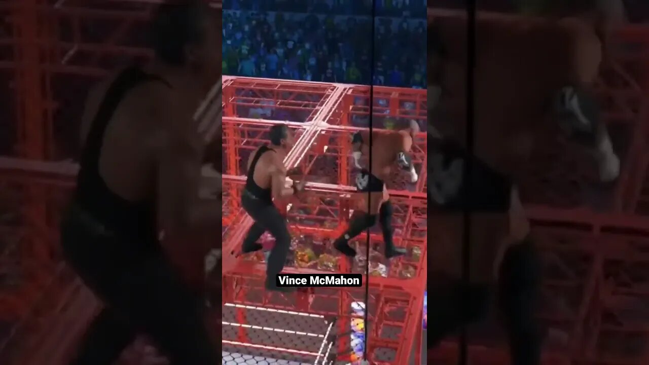 Vince McMahon Throws Triple H Off Hell In A Cell WWE Wrestling #wwe2k23 #vincemcmahon #hellinacell