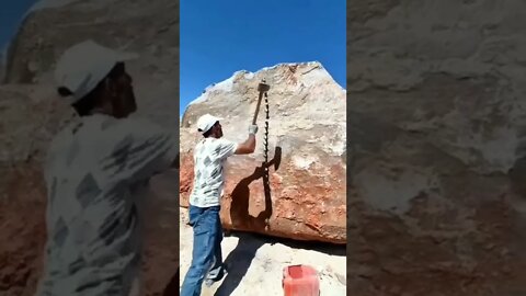 Construction Man cracking big Rock - Crack Rock with hammer and bolts #whatstech #Viral #shorts