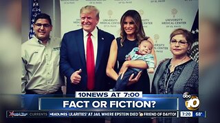 Trump gave thumbs up next to baby orphaned in massacre?