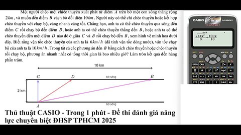 Đề thi đánh giá năng lực chuyên biệt ĐHSP TPHCM 2025: Một người chèo một chiếc thuyền xuất phát từ