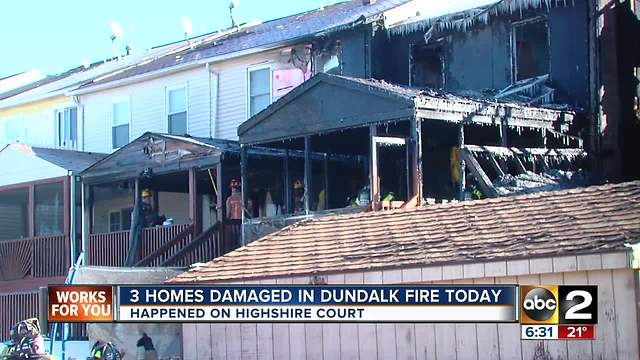 Multiple rowhomes damaged during large Dundalk fire