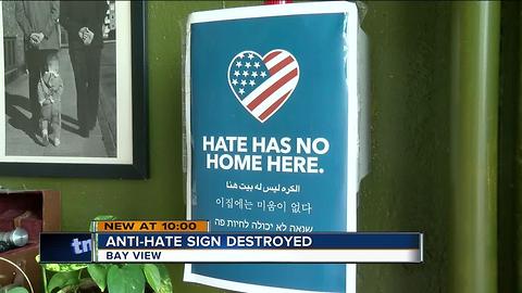 Milwaukee brewery's 'Hate Has No Home Here' sign torn down