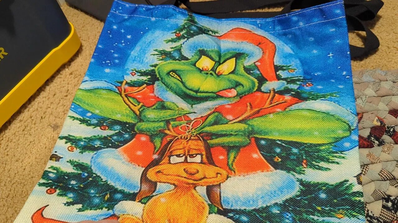 Naughty Grinch Linen Tote Bag - Christmas Dog #wiskf #totebag