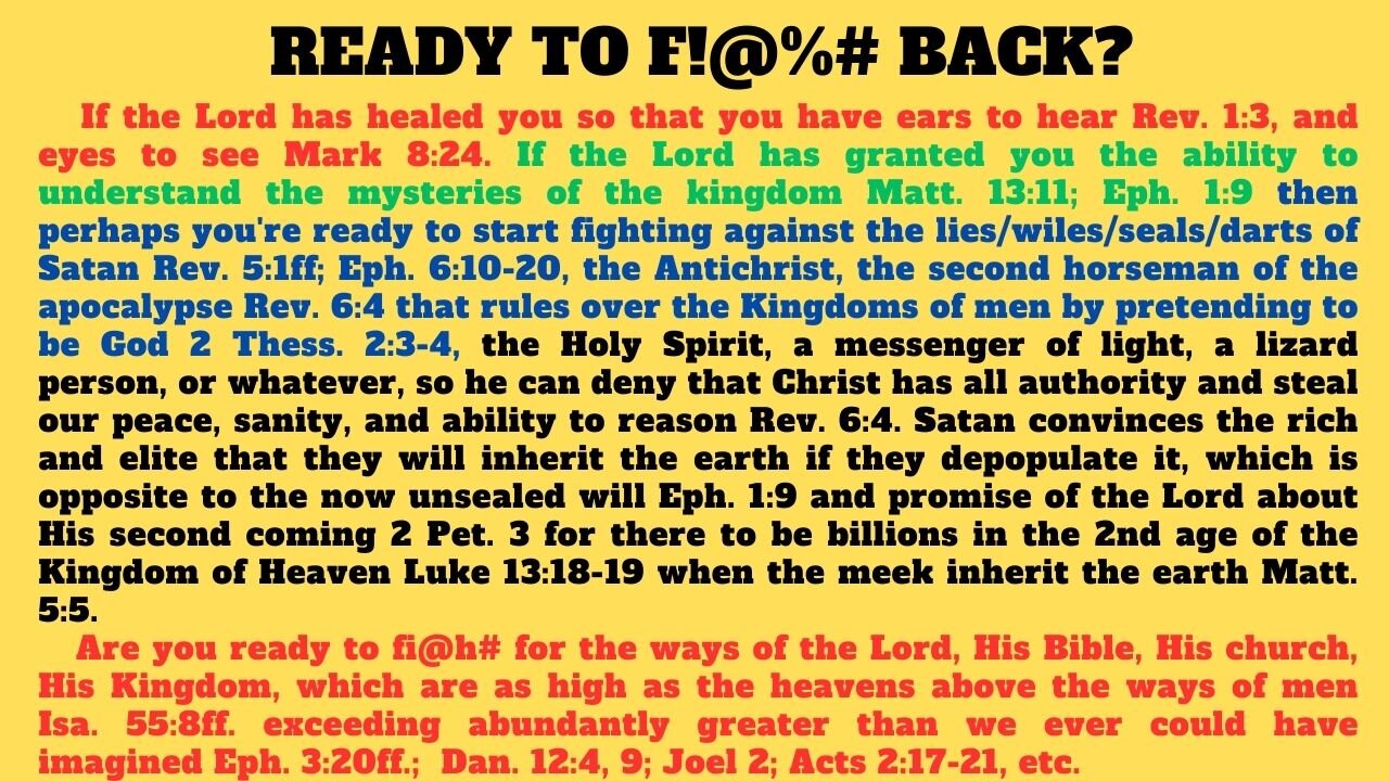 The World is being torn apart! ARE YOU READY TO F!GHT BACK? Revelation 22