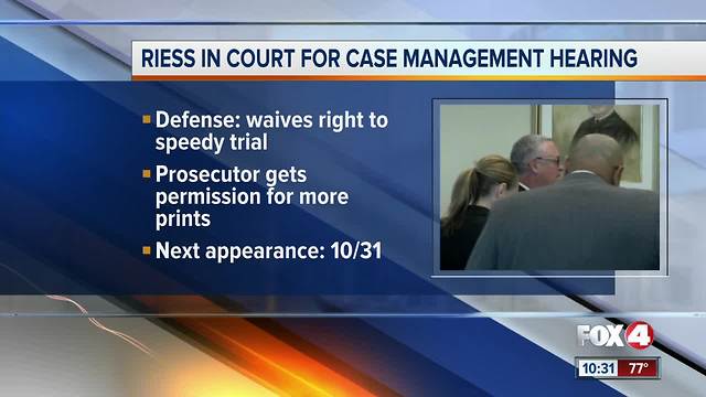 Fingerprints discussed at Lois Riess case management hearing