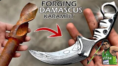 FORGING a Damascus KARAMBIT out of Rusty Drill-Bit