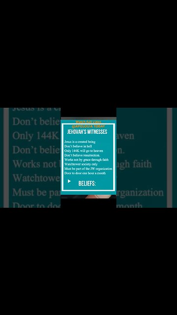 FALSE RELIGION | WHAT DO JEHOVAH’S WITNESSES REALLY BELIEVE #shorts