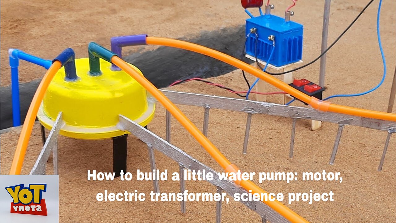 How to build a little water pump: motor, electric transformer, science project