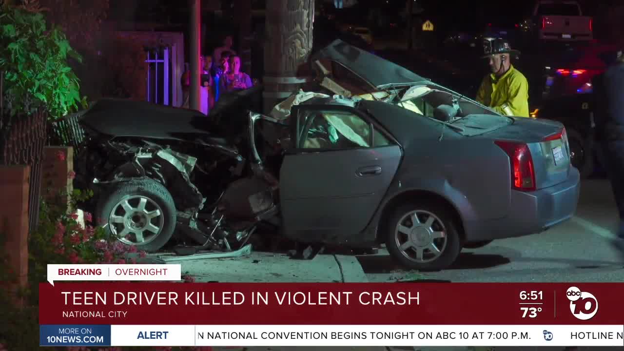 Teen driver killed in crash in National City