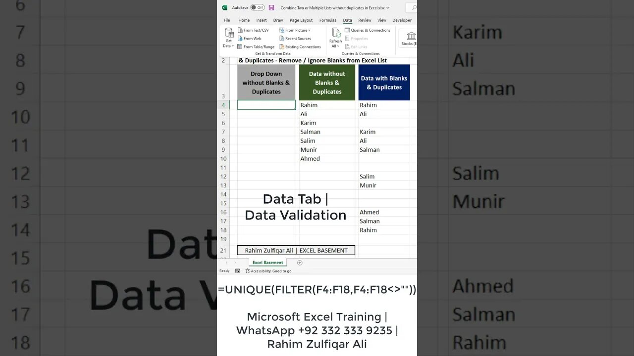 Excel Dynamic Drop down List WITHOUT Blanks & Duplicates #shorts #shortvideo