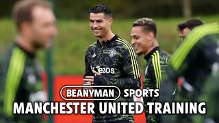 Cristiano Ronaldo leads Manchester United in training ahead of Omonia Nicosia in Europa League