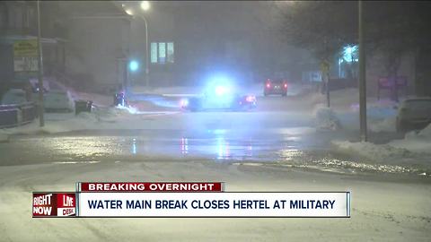 Water main break causes a water main break on Hertel Avenue