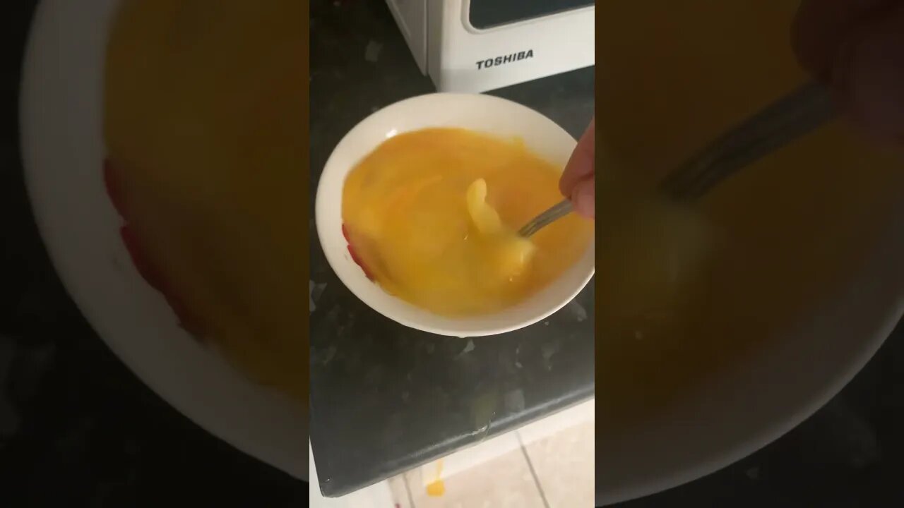 Making scrumble eggs by using butter as oil-yummy