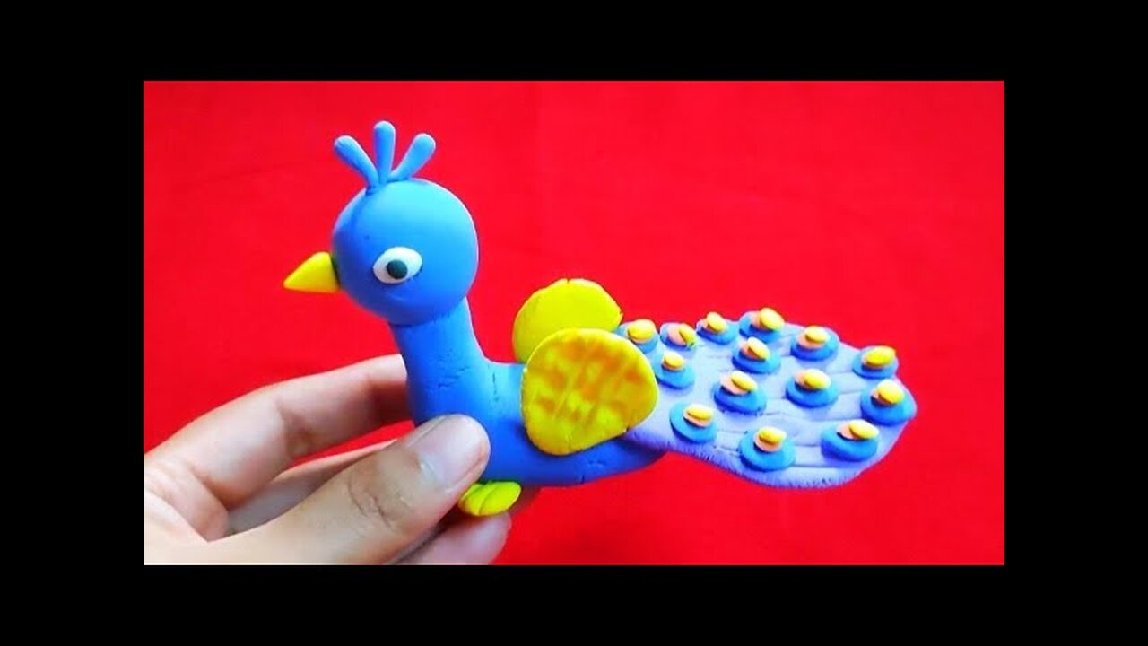 how to make peacock/polymer clay tutorial/kids toys videos/peacock craft ideas/animals craft