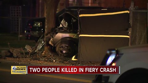 Two killed in fiery crash on west side of Detroit